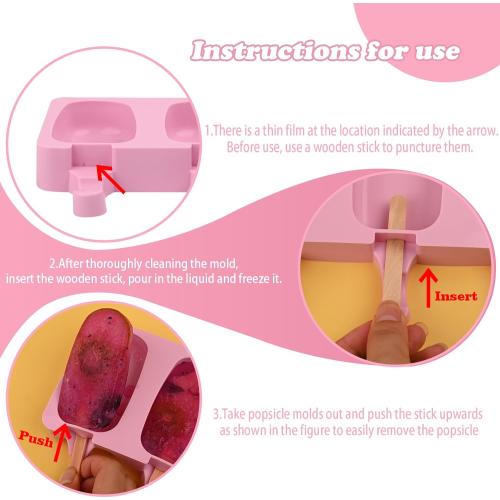 WMKGG Popsicle Silicone Molds Set, 2 PCS Ice Cream Mold(Standard Size/Pink)
