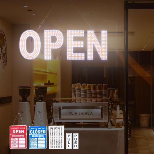 Open Sign for Business, 30x10 Dimmable Large LED Open Signs with Hanging Installation for Cafes Store Restaurant Office Bar Pubs Hotel Salon (Warm White)