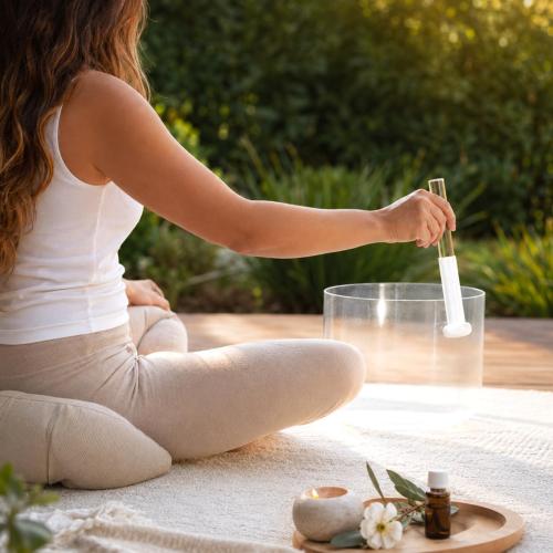 Hemoton Tibetan Singing Bowl Stick Acrylic Mallet Crystal Singing Bowl Striker for Sound Bath Meditation Chanting Therapy Smooth Grip 7.87 inch 1 X Mallet
