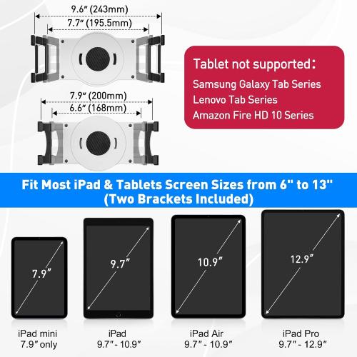 AboveTEK Retail Kiosk iPad Stand, 360° Rotating Commercial POS Tablet Stand, Fits 6-13 (Screens) iPad mini Pro-Business Swivel Tablet Holder, for Store Office Reception Kitchen Desktop (White)