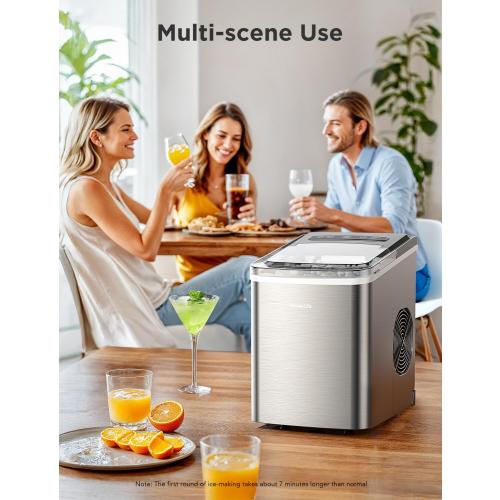 GoveeLife Smart Countertop Ice Makers, Portable Ice Maker Machine with Self-Cleaning, 6 Mins 9 Bullet Ice, 26lbs/24Hrs, Voice Remote for Home Kitchen Party Camping, with Ice Scoop Stainless Silver