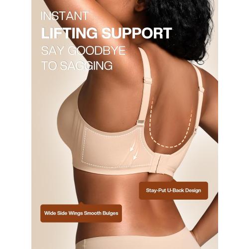 Wireless Jelly Bras for Women No Underwire with Support - S-2XL Seamless Bralettes Everyday Comfort Tshirt Padded Bra
