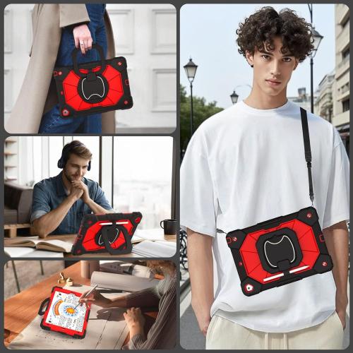 WESOROL Case for iPad 9th/8th/7th Generation 10.2 Inch (2021/2020/2019),Full-Body Drop Protection 9th Generation iPad Case with Rotating Stand Screen Protector Pencil Holder Holde,Black Red