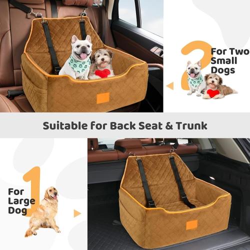 Dog Car Seat for Large/Medium Dog, Dog Booster Seat for Dogs Under 55Lbs Or 2 Small Dogs, Detachable and Washable Travel Dog Seat with Thick Cushion and Storage Pockets,Black