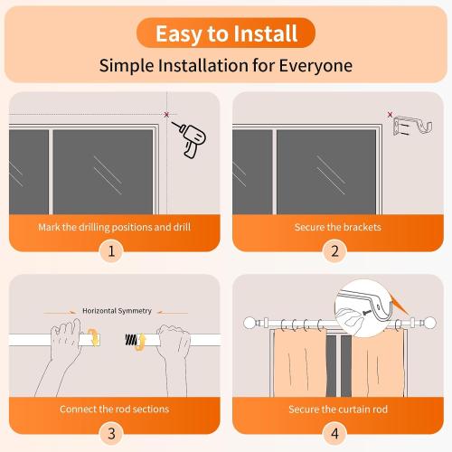Wood Curtain Rods for Windows 18-45 Adjustable Window Treatment Rods