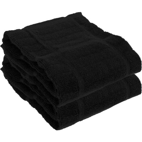 All-Clad Solid Kitchen Towels: Highly Absorbent, Super Soft Long Lasting - 100% Cotton, 17x30 Tea Towels for Cleaning & Drying Dishes, Pans, Glassware, or Countertops, (2-Pack), Black