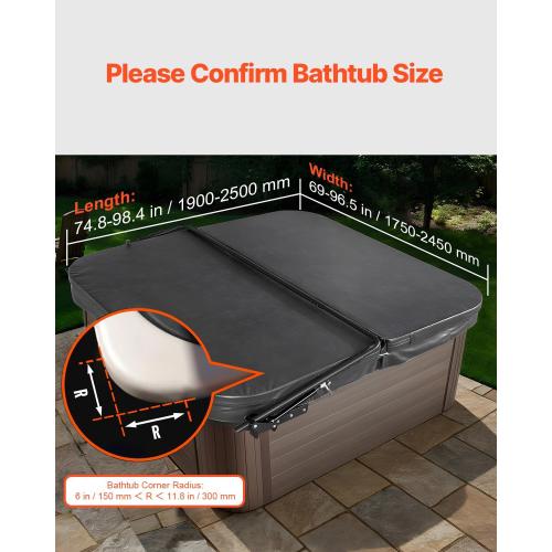 VEVOR Hydraulic Spa Cover Lift, Hot Tub Cover Lift, Adjustable Width from 69 in to 96.5 in, Mounts on Both Top Sides, Compatible with Various Sizes of Rectangular Bathtubs, Hot Tubs and Spas