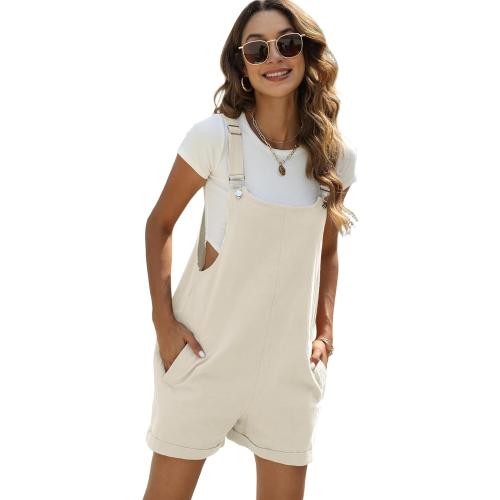 Size S ...Yeokou Women's Cotton Linen Short Overalls Casual Summer Bib Shortalls with Pockets