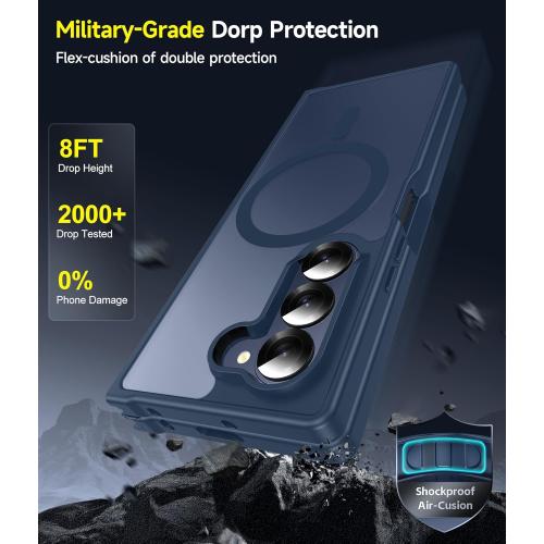 LeYi for Z-Fold-6 Case: Samsung Z Fold 6 Case [Compatible with MagSafe] with 2Pcs Screen Protector, Magnetic Integrated Structure Shockproof Protective for Galaxy Fold 6 Case, Royal Blue