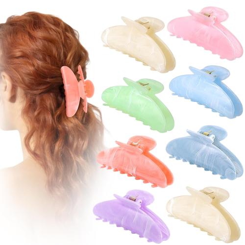 8 Pcs Acrylic Hair Claw Clips Cute Large Non-Slip Acetate Claw Clips Bulk for Thick Thin Hair, Pastel Color French Barrettes Accessories for Women Girls Home Out Headpiece