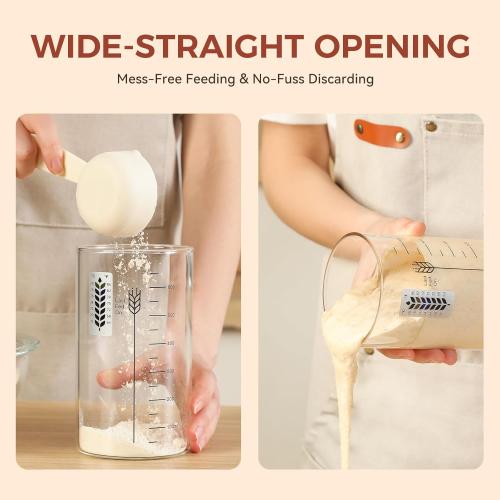 Sourdough Starter Jar, 24 OZ Wide Mouth Sour Dough Starter Jars Glass, Sourdough Starter Kit, Sourdough Bread Baking Supplies for Beginners and Pro, 1 Pack