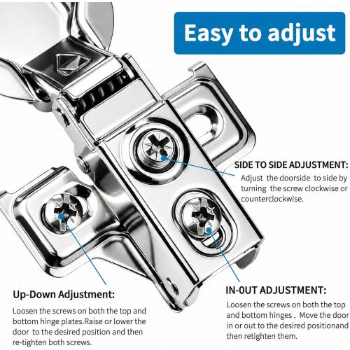Cabinet Hinges - 40 Pack Soft Close Cabinet Hinges for 1/2 Overlay Cabinet,Stainless 105Deg Opening Face Frame Cabinet Door Hinges with Door Bumper,Cabinet Hinge Repair Plate and Screws