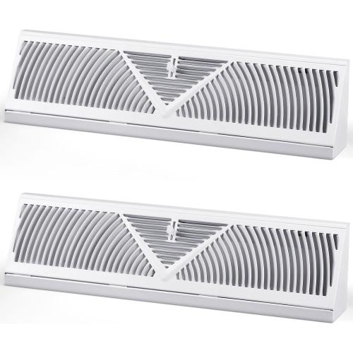 Yaocom 2 Pack Baseboard Register Vent 24 Inch Duct Opening Size Vent Covers for Home Floor Diffuser Wall Corner Baseboard Air Covers, Smooth Air Adjust Lever, Easy Install, White