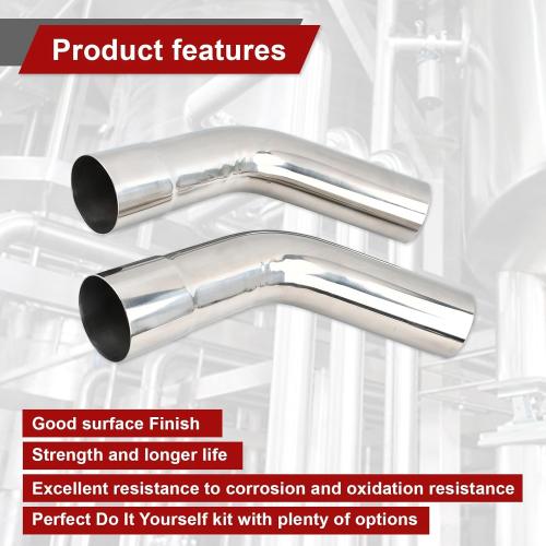 2.5'' Inch DIY Custom Mandrel Exhaust Pipe Tube Pipe Industry Pipe,48'' Straight Pipe,2.5'' OD Straight & Mandrel Bend Pipe(45/90/180 Degree) Kit,T304 Stainless Steel,Universal Fitment-8PCS