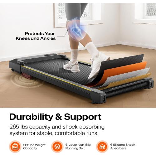 Walking pad Smart with APP, 3-in-1 Under Desk Treadmill for Home and Office, 2.5 HP Portable Walking Jogging Running Machine with Remote Control and LED Display