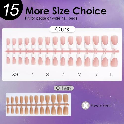 Canvalite French Tip Press on Nails - 300Pcs Pre-Colored Quick and Easy Press on Nails Long Square Fake Nails with Designs DIY Gel Nail Tips, Pink White