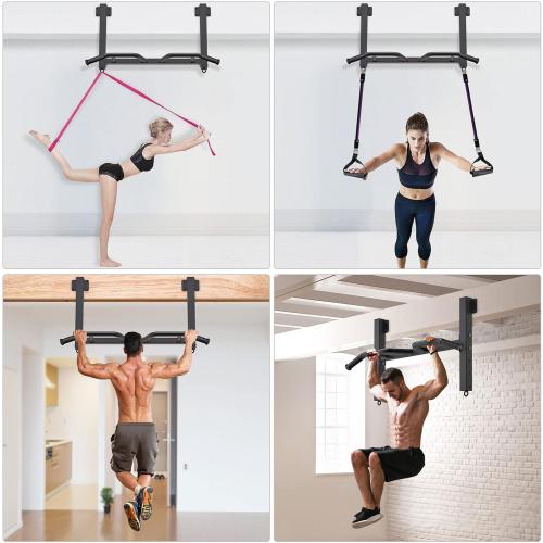 Kipika 32 Ceiling Mounted Pull Up Bar - Heavy Duty, Highly Adjustable, Multifunctional Chin Up Bar - Home Gym System with Punching Bag Hanger and Resistance Bands Training