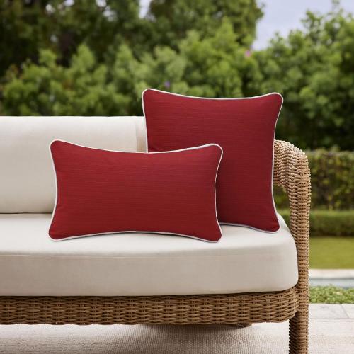 Decorative Outdoor Water Repellent Throw Pillows with Inserts, Set of 4, 20 x12 Pillows for Patio, Backyard, Bed, Couch, and Patio Furniture, Red