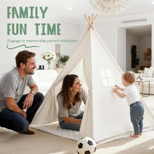Sumbababy Teepee Tent for Kids Indoor - Toddler Play Tent Washable Tipi Sleepover Tents with Lights for Girls & Boys - Foldable Playhouse Gift Toys