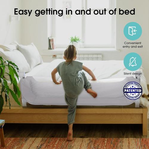 Baby Bed Rail Guard for Toddlers - 58.7 Toddler Bed Rails for Twin, Full, Queen, King Bunk Size Bed Swing Down Bedrail Extral Tall Child Safety Side Railing Guards for Kids