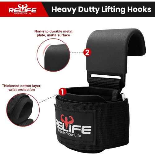 RELIFE REBUILD YOUR LIFE Lifting Hooks for Men and Women(Pair)
