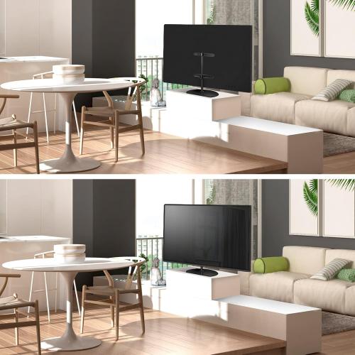 ONKRON Universal TV Stand for 32-65 Inch Screen up to 77 lbs, Height Adjustable, Swivel TV Stand Pedestal, VESA 100x100-400x400, Table Top TV Mount Stand with Tempered Glass Base Black