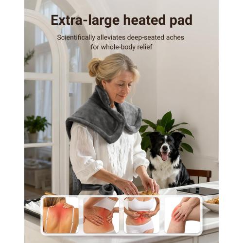 iDOO Electric Heating Pad for Back, FSA Eligible Items, Birthday Mothers Day Gifts for Mom Women, Weighted Large Heat Pad 24x33 for Neck & Shoulders Pain Relief, 5 Heat & 4 Timer Settings