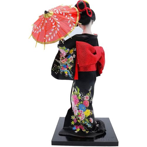 Earlyred 12 Inch Japanese Geisha Kimono Doll 30cm Asian Kimono Doll Collectible Figurine Decoration Gift Red