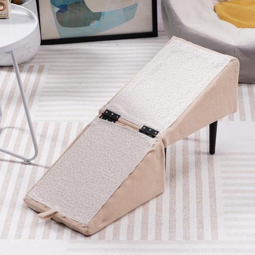 Color beige Dog Ramp for Couch, 2-in-1 Convertible Wooden Home Step Stool Dog Ramp Stairs, Doggie Ramp for Dogs Cats Or Pets Footrest
