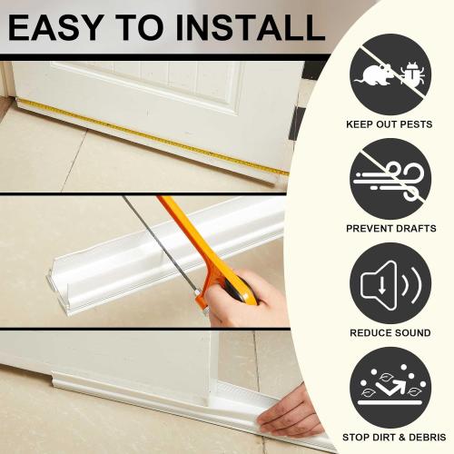 Yaocom 2 White 32 Inch Vinyl U-Shape Door Bottom Seal, Slide on Weatherstrip Interior Door Bottom to Block Light and Reduce Noise Fits 32 x 1-3/8 Doors, Fills 1/2 1-1/2 Gaps