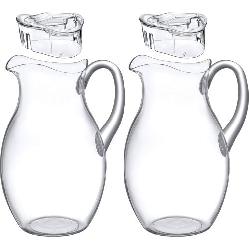 Amazing Abby - Bubbly Grand - 2-Pack Acrylic Pitcher (96 oz), Clear Plastic Water Pitcher with Lid, Fridge Jug, BPA-Free, Shatter-Proof, Great for Iced Tea, Sangria, Lemonade, Juice, Milk, and More