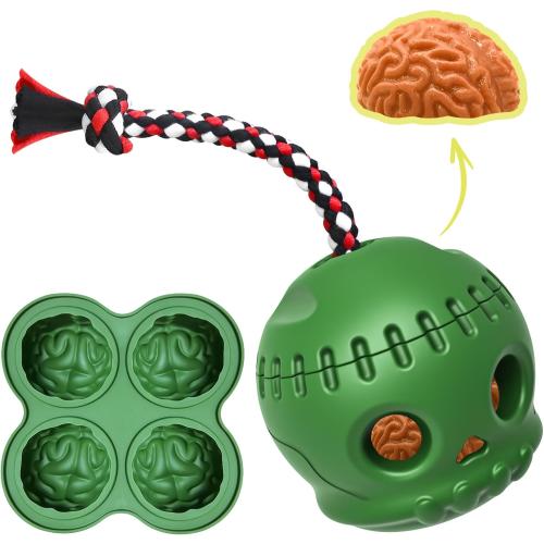 Frozen Treat Toy for Aggressive Chewer, Long-Lasting Interactive Dog Toy to Keep Pup Busy and Reduces Anxiety, DIY Fillable Rubber Treat Toy with Silicone Molds