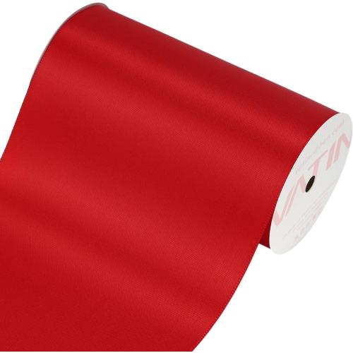 VATIN Double Face Red Satin Ribbon 4 Continuous 5 Yards,Red Polyester Fabric Ribbon use for Bows Bouquet, Gift Wrapping, Floral Arrangement Wedding Decoration