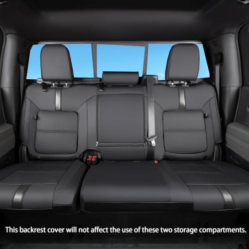 TANDI for Silverado & GMC Sierra Seat Covers with Faux Leather for 2019 2020 2021 2022 2023 2024 2025 Chevy Silverado & GMC Sierra 1500 2500HD 3500HD (Black with Black Trim, Full Set (Model-A))