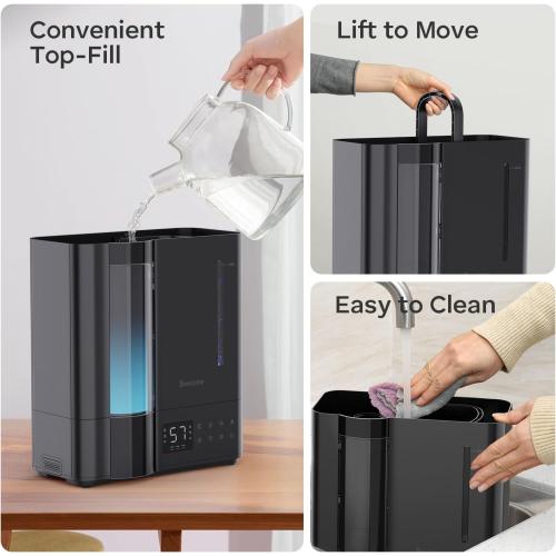 BREEZOME 8L Humidifiers for Bedroom, Warm & Cool Mist for Large Room Home, Top Fill Ultrasonic Humidifier, Humidity Sensor, Essential Oil, 60H Runtime, Quiet for Baby, Plants, Fast Relief