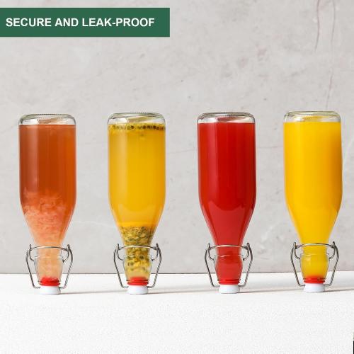 8-Pack 8.5oz Flip Top Glass Bottles, Swing Top Beer Brewing Bottle for Fermentation, Kombucha, Kefir, Vanilla Extract, Coquito, Juice, Soda, Tea - Airtight Stopper Cap Lid, Bonus 2 Bottle Pourers