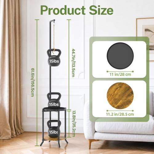 iDavosic.ly Hanging Plant Stand Indoor, 2 Tier, 60 In Tall, Black & Brown