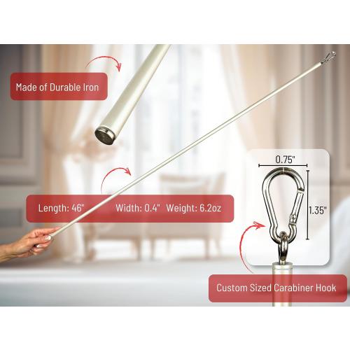 46 inch (4 Pack) Pearl White Iron Curtain Pull Wand - Strong Drapery Pull Rod - Versatile Curtain Wand - Metal Drapery Wand (46in WW 4pk)