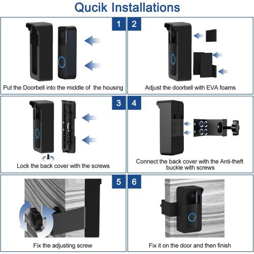 All-New Anti-Theft Blink Doorbell Mount, No Drilling Blink Video Doorbell Camera Mount Compatible with Blink Newest Doorbell Camera 2nd Gen (Old Camera Mount)