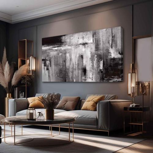 XIANSHOU Black Abstract Wall Art Living Room Decor Painting 29x 58 White Abstract Graffiti Wall Decorations for Bedroom Kitchen Dining Room Office