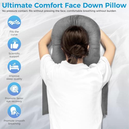 Face Down Pillow After Eye Recovery, Massage Pillow Face Down, Suitable for Naps and Spinal Massage, Ffits The Body Curves Relieves The Discomfort of Prone Sleeping