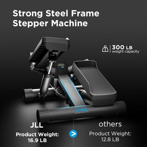 JLL Smart Twist Stepper Machine with Resistance Bands, Space-Saving Portable Mini Stair Stepper for Home, Full Body, Golden Exercise Angle, Dual Hydraulic Quiet Resistance, Adjustable Height,Bluetooth