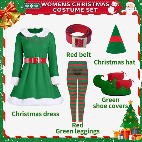 Christmas costume for women 5 Pcs Women Christmas Costume Set Adult Christmas Cosplay Suit Xmas Outfits