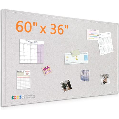 Size 60x36  Large Bulletin Board 60 x 36 Foldable Felt Cork Board, Decorative Pin Board for Wall 5' x 3' Photo Display Board for Office Home School with 20 Pins, Beige