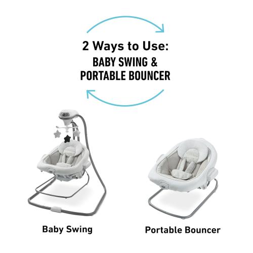 Graco DuetConnect LX Portable Baby Swing and Bouncer, Multi-Direction Baby Bouncer Seat, Multiple Swing Speeds, Great Gift for New Parents, Redmond