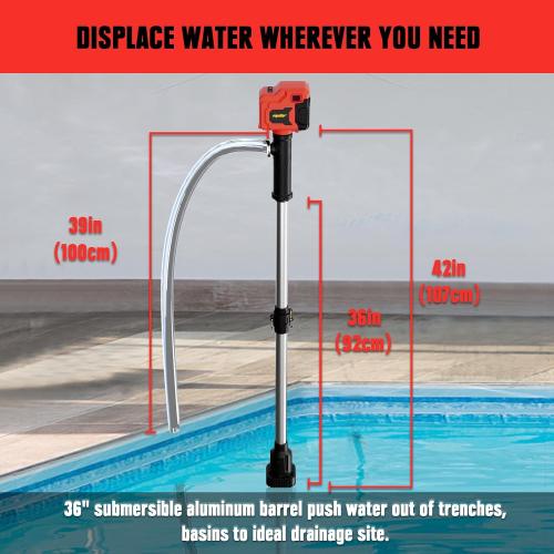 Cordless Stick Water Transfer Pump Compatible with Milwaukee 18V Battery(Tool Only), 720GPH Brushless Stick Utility Pump for Pool Garden Pond