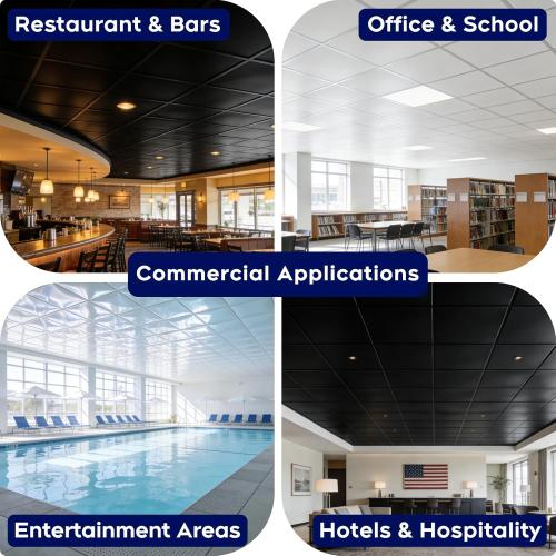 Premium PVC Smooth Drop Ceiling Tiles 2ft x 4ft - Waterproof, Fire-Rated, Washable, Drop in Installation - No Rot, No Sag, 10-Pack Cover 80 Sq. Ft, White