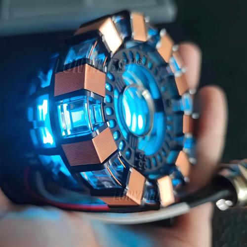 Lonyiabbi Arc Reactor MK1-1:1 Scale, USB Powered LED Light with Vibration Sensor, No Assembly, Display Case Included