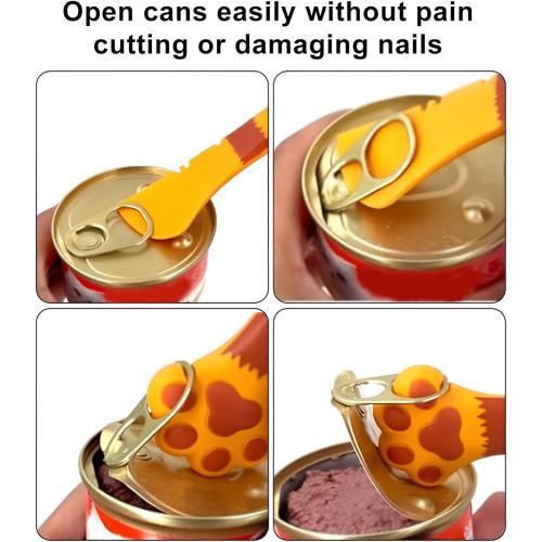 Tinoaly 3 Pcs Dog Cat Food Spoon, Cute Paw Spoon for Wet Food Silicone Can Opener Multifunctional Pet Spatula Scoop Mixing Spoons for Cat Dog Supplies (White, Orange & Dark Grey)
