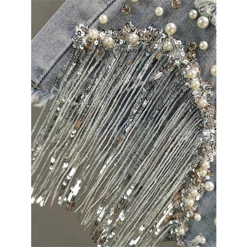 Women's Summer Shorts Beaded High Waisted Wide Leg Denim Shorts Casual Solid Color Jeans size small